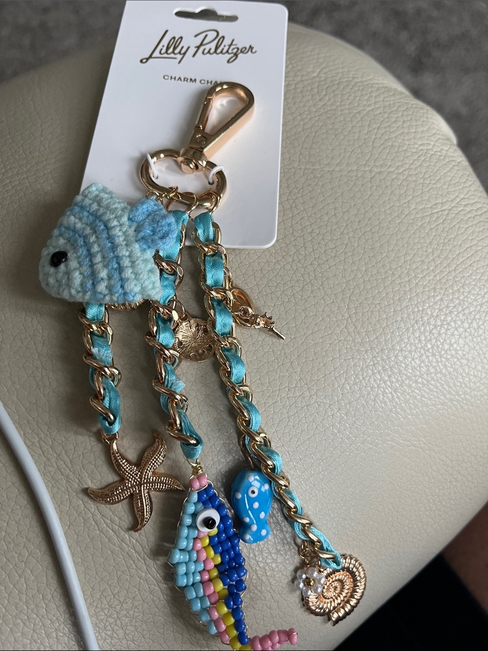 Lilly Pulitzer sea life charm chain. Bag tag or key ring. Cute. - Picture 4 of 5